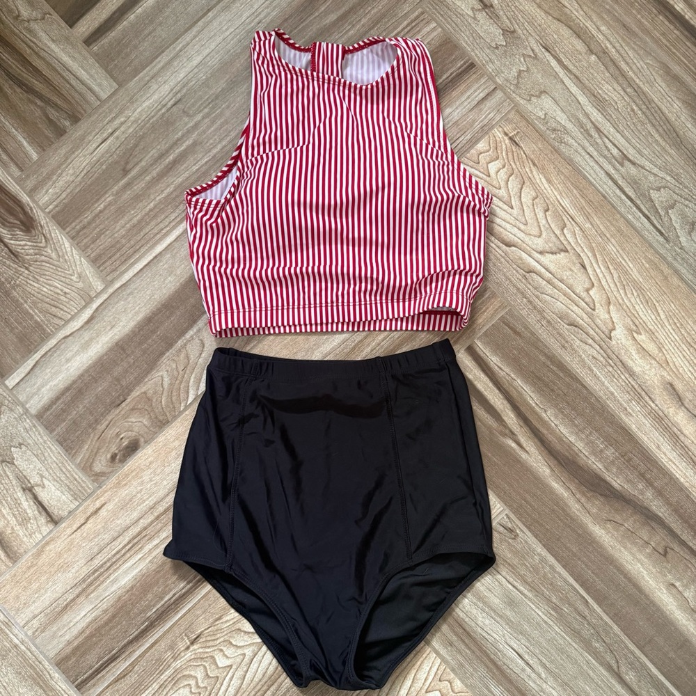 Coral Reef Swim Hello Bombshell Bathing Suit Top & High Waisted Bottoms Tankini